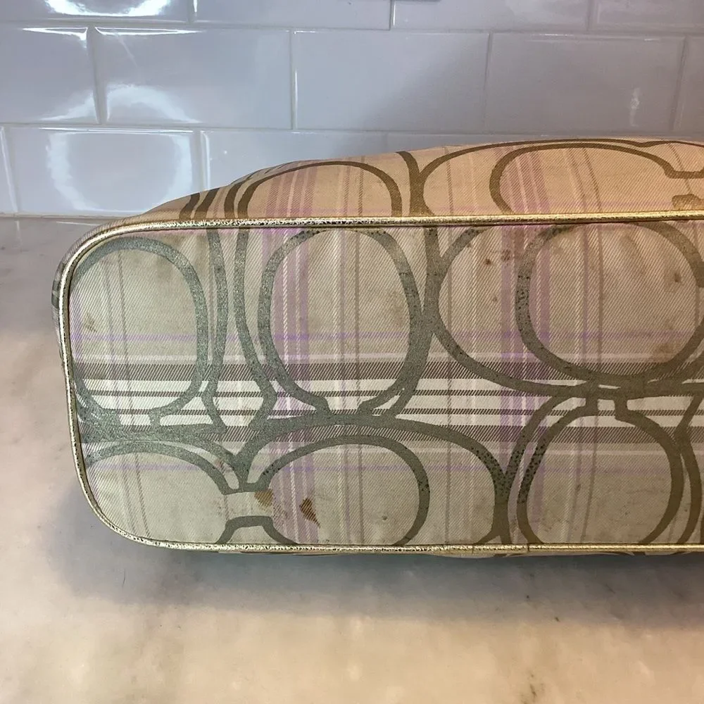 Coach Bag Purse Handbag Pocketbook Hobo F17209 Signature Plaid Bag Multicolor - Picture 7 of 15